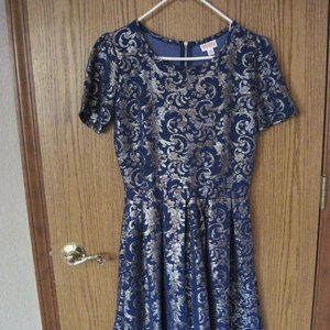 LuLaRoe Amelia NEW Women's dress. Charming! Medium Blue/Silver